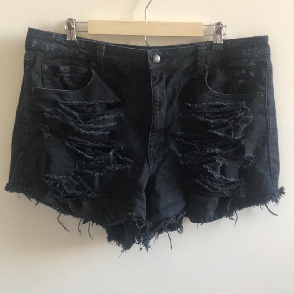 High rise denim shorts